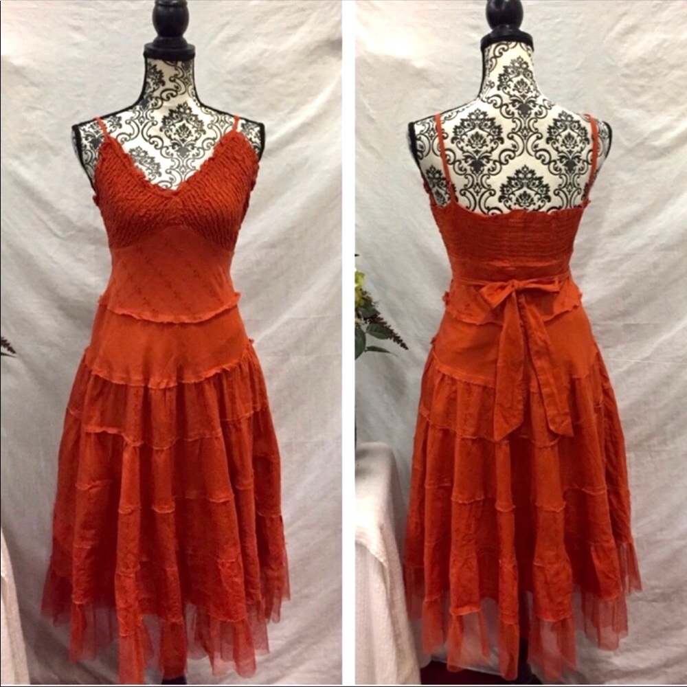 Stunning Boho Eyelet Romantic Midi Dress - Picture 1 of 7